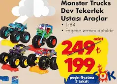 HOT WHEELS OYUNCAK MONSTER TRUCKS DEV TEKERLEK USTASI ARAÇLAR